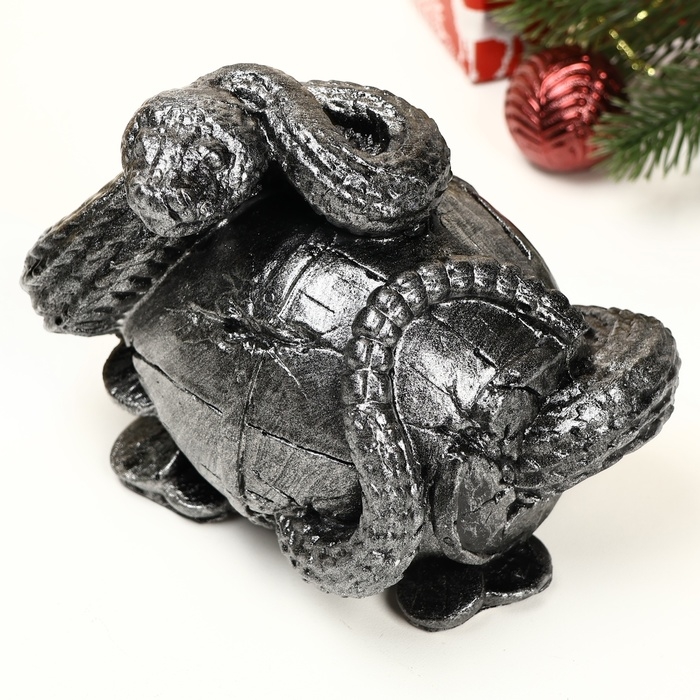 Копилка Копилка "Змея с бочкой" малая серебро, 14х19х12см