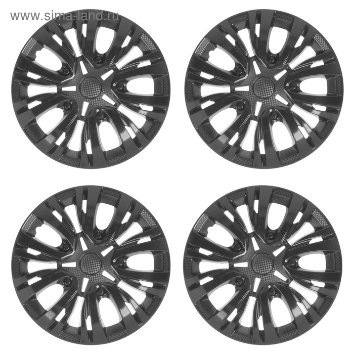 Колпаки колесные R16 Колпаки колесные R16 "ЛИОН", черный глянец, набор 4 шт