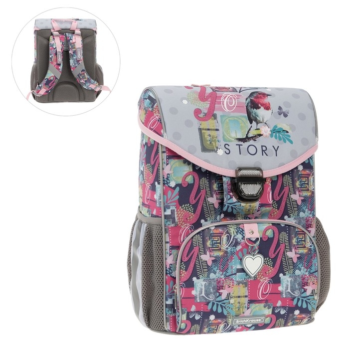Ранец школьный на замке, 37 х 25 х 14 см, Erich Krause ErgoLine 15L, Bird Story 52588 Ранец школьный на замке, 37 х 25 х 14 см, Erich Krause ErgoLine 15L, Bird Story 52588