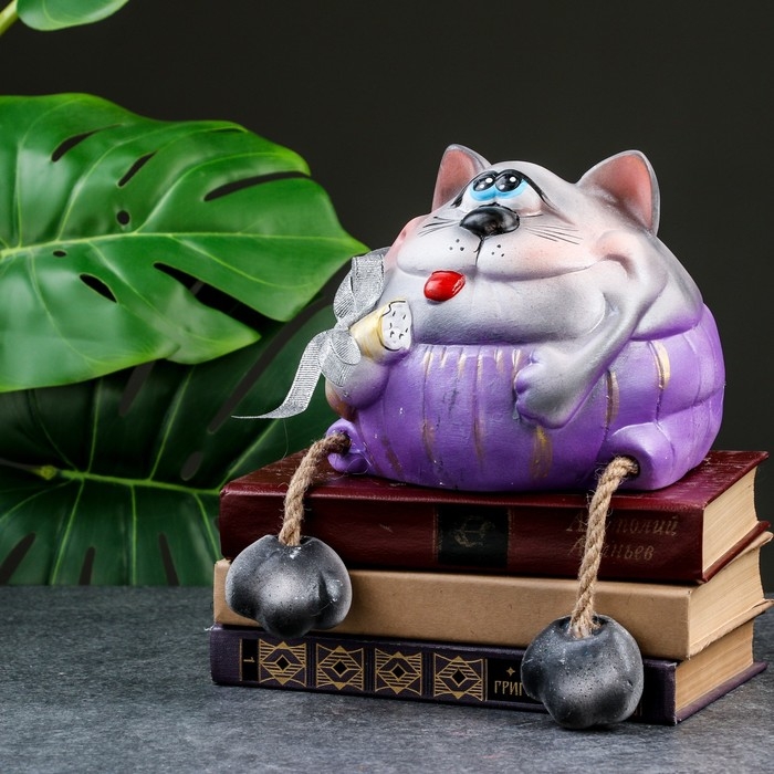 Копилка Копилка "Серый кот с колбасой" 17см