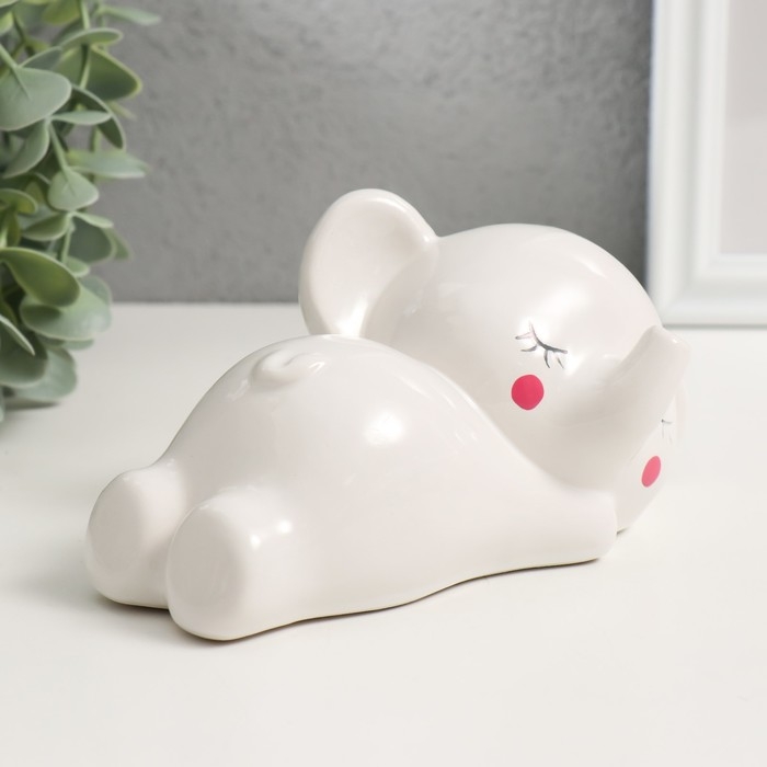 Копилка керамика Копилка керамика "Спящий белый слонёнок" 16х8х7,5 см