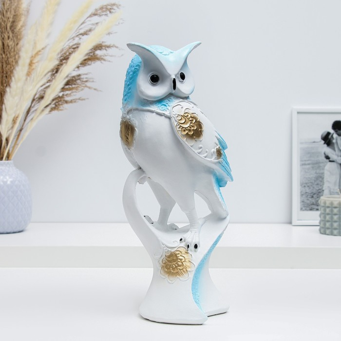 Фигура Фигура "Мудрый филин" гжель золото, 15х14х34см