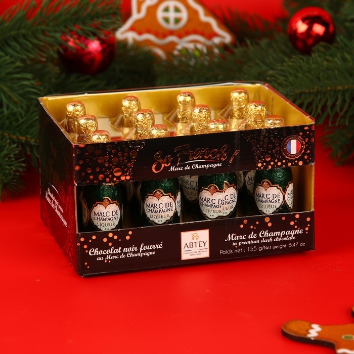 Новый год. Шоколад фигурный SO FRENCH, с начинкой из шампанского Новый год. Шоколад фигурный SO FRENCH, с начинкой из шампанского "Marc de Champagne", 13 ± 1 г