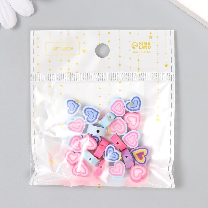 Бусины для творчества PVC Бусины для творчества PVC "Сердечки красочные" набор 25 шт 0,5х0,9х1 см