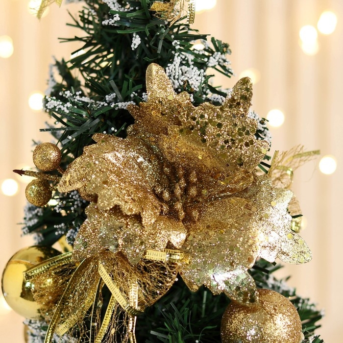 Ёлка декор Ёлка декор "Праздничная" цветок подарок, 16х39 см, золото