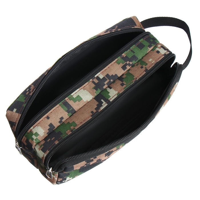 Пенал мягкий 3 отделения, 90 х 215 х 80 мм, объёмный, с ручкой,Calligrata, Пенал мягкий 3 отделения, 90 х 215 х 80 мм, объёмный, с ручкой,Calligrata, "Миллитари" коричневый