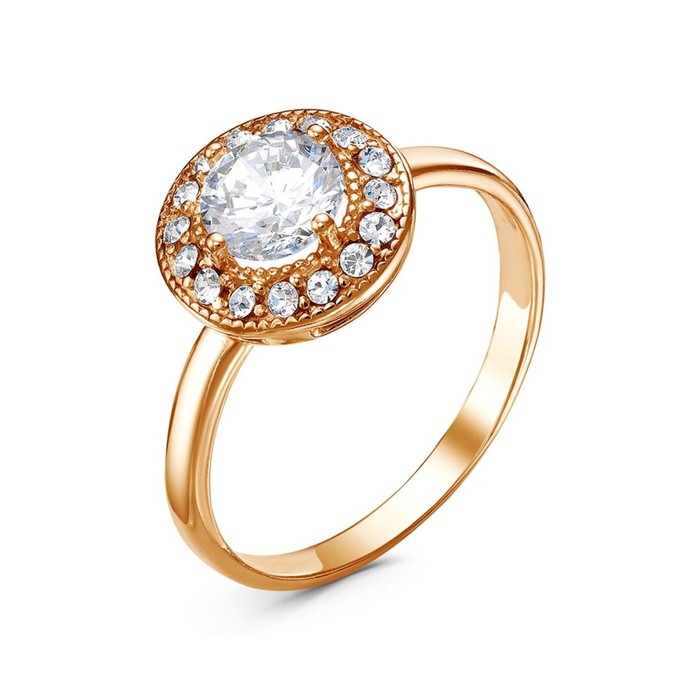 Кольцо позолота «Полярная ночь», цвет белый, 17 размер