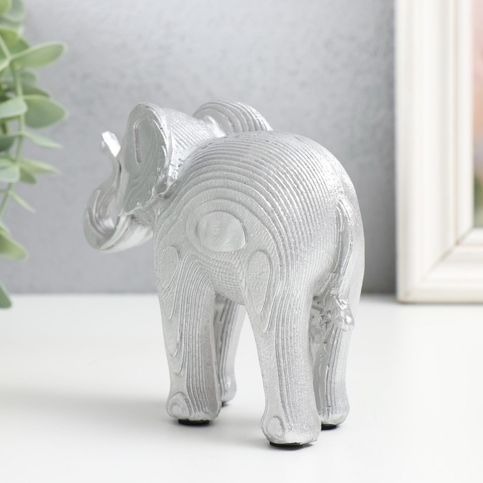 Сувенир полистоун Сувенир полистоун "Серебристый слон, узор" 12х5х10 см