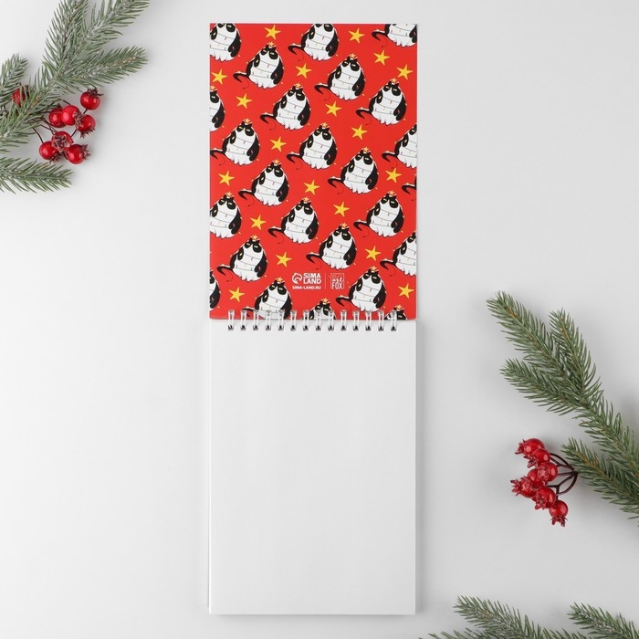 Новый год. Скетчбук в тонкой обложке на гребне «С Новокотием!», А5, 40 листов, 100г/м2