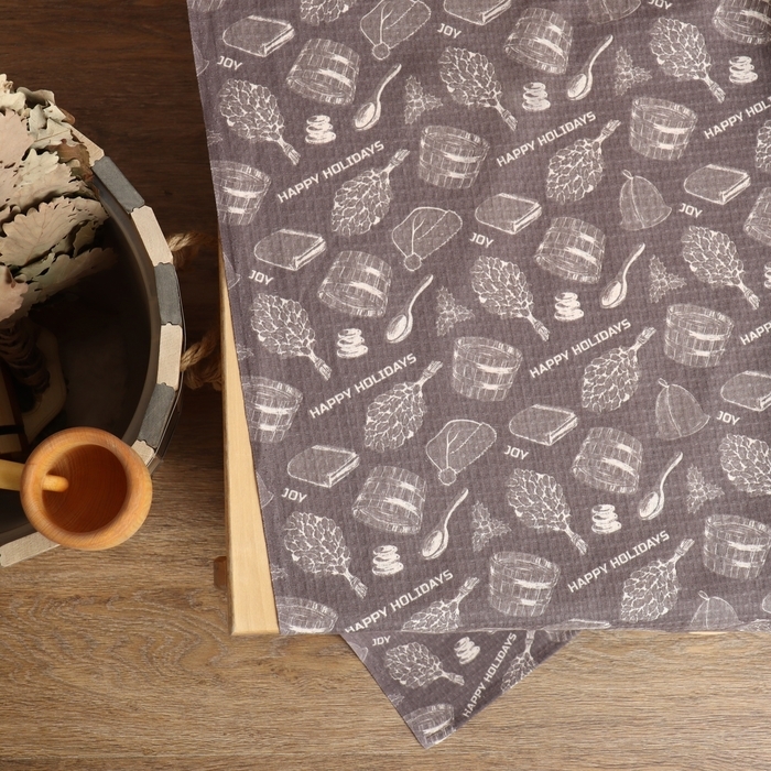 Простыня для бани Простыня для бани "Новогодняя баня" 150х180 см, хлопок, ваф. полотно