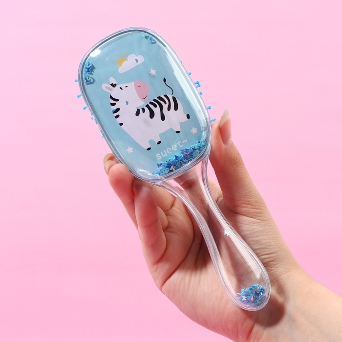 Расчёска массажная, широкая, 6 &times; 18 см, цвет голубой