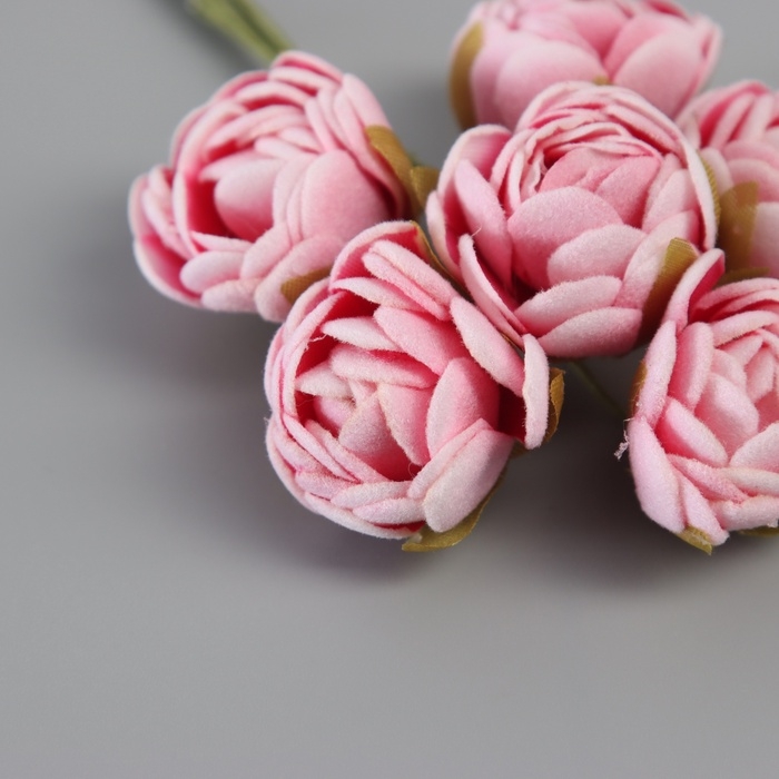 Декор для творчества "Пионы" бело-розовый (1 набор=1 букет) в букете 6 шт 2,5х10,5 см