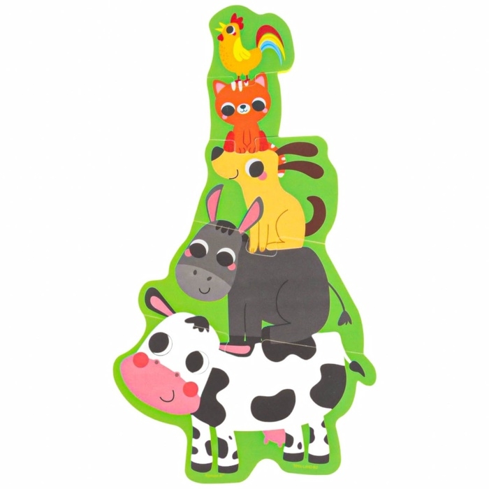 Мягкий пазл для малышей «Пирамидка: Животные фермы», 5 деталей, Крошка Я Мягкий пазл для малышей «Пирамидка: Животные фермы», 5 деталей, Крошка Я