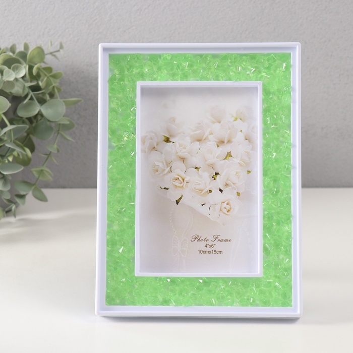 Фоторамка пластик 10х15 см Фоторамка пластик 10х15 см "Зелёные камешки" 2х14,7х19,7 см