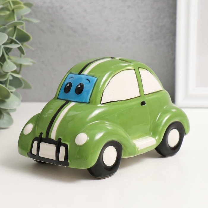 Копилка керамика  Копилка керамика "Машинка с глазками" зелёная 13х7,8х7,4 см
