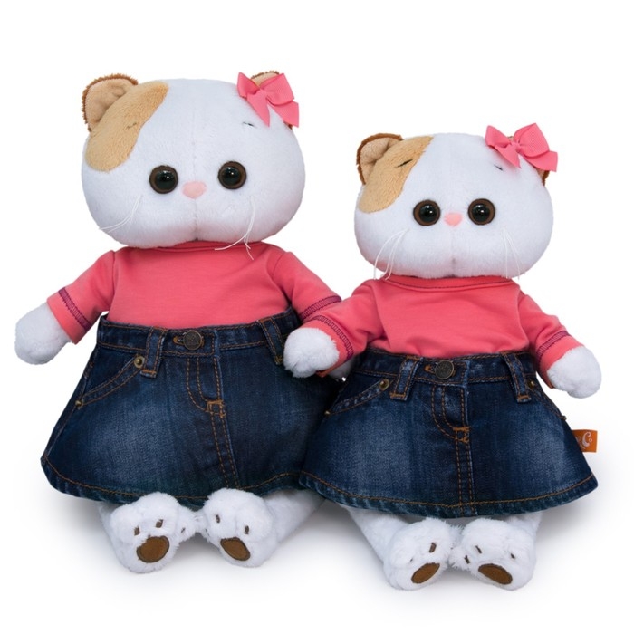 Мягкая игрушка «Ли-Ли в джинсовой юбке и коралловой футболке», 24 см
