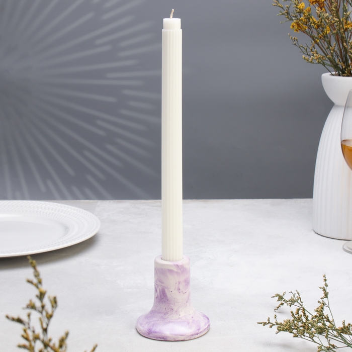 Подсвечник из гипса,7,5х7,5см,мрамор с фиолетовыми полосками Подсвечник из гипса,7,5х7,5см,мрамор с фиолетовыми полосками