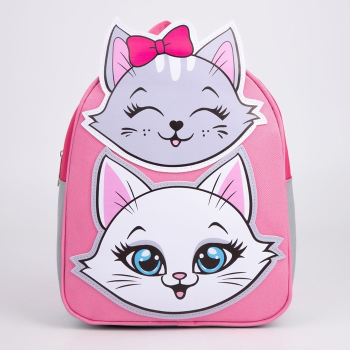 Рюкзак школьный текстильный «Котята», с нашивками, 27х23×10 см