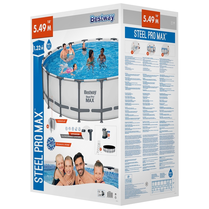 Бассейн каркасный Bestway Steel Pro Max, 549×132 см, фильтр-насос, лестница, тент, 561FJ Бассейн каркасный Bestway Steel Pro Max, 549×132 см, фильтр-насос, лестница, тент, 561FJ