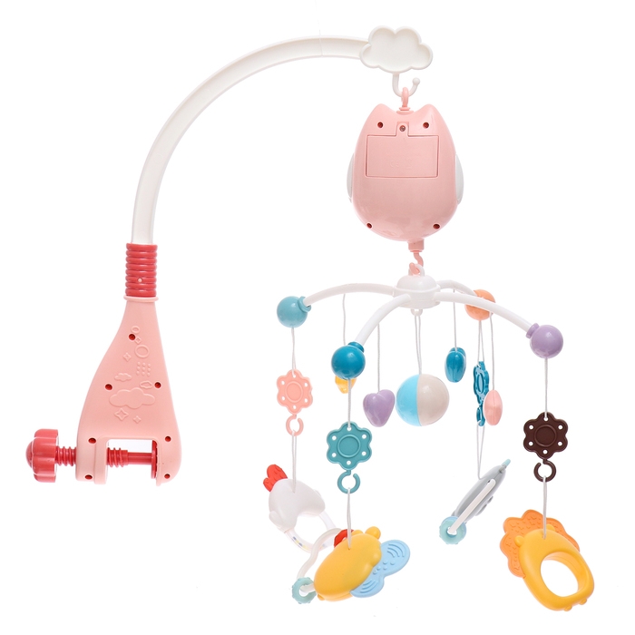 Мобиль музыкальный «Песенки совушки», на батарейках, цвет розовый Мобиль музыкальный «Песенки совушки», на батарейках, цвет розовый