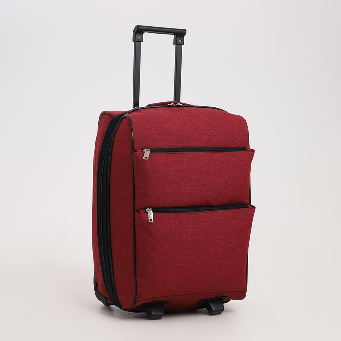 Чемодан малый 52 л (S), «Фабрика КАРТЕКС», отдел на молнии, с расширением, наружный карман, 2 колеса, цвет бордовый Чемодан малый 52 л (S), «Фабрика КАРТЕКС», отдел на молнии, с расширением, наружный карман, 2 колеса, цвет бордовый