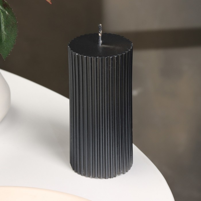 Свеча-цилиндр с гранями, 5х10 см, мокрый асфальт, 6 ч Свеча-цилиндр с гранями, 5х10 см, мокрый асфальт, 6 ч