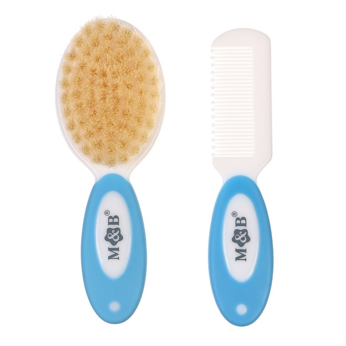 Набор расчесок с нейлоновой щетиной М&В, цвет голубой Набор расчесок с нейлоновой щетиной М&В, цвет голубой