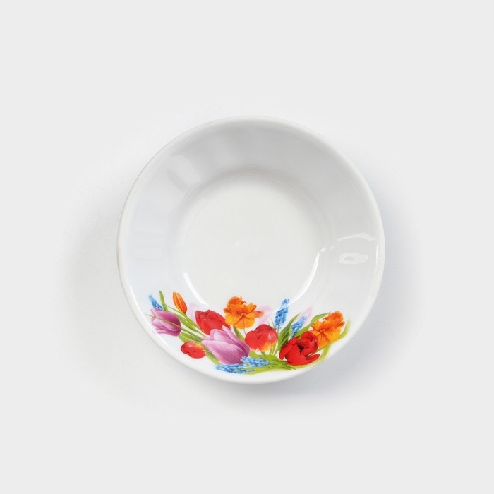 Блюдце фарфоровое для варенья «Майский букет», d=11 см, цвет белый Блюдце фарфоровое для варенья «Майский букет», d=11 см, цвет белый