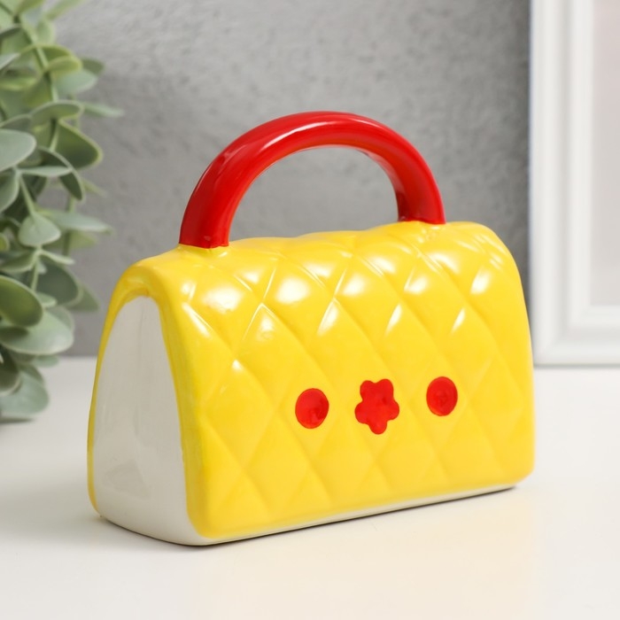 Копилка керамика Копилка керамика "Стёганная жёлтая сумочка с цветком" 12х6х10,8 см
