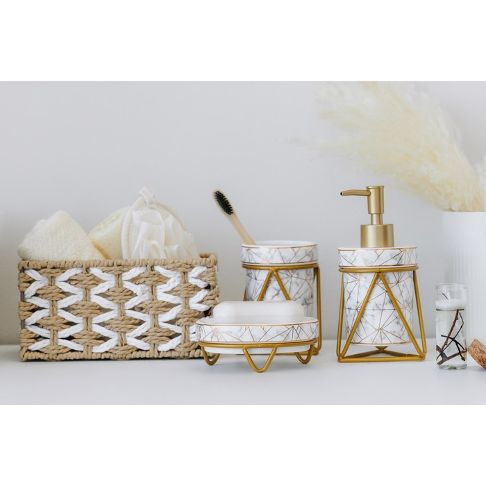 Набор для ванной комнаты SAVANNA «Геометрика», 3 предмета (мыльница, дозатор для мыла 290 мл, стакан), цвет белый Набор для ванной комнаты SAVANNA «Геометрика», 3 предмета (мыльница, дозатор для мыла 290 мл, стакан), цвет белый