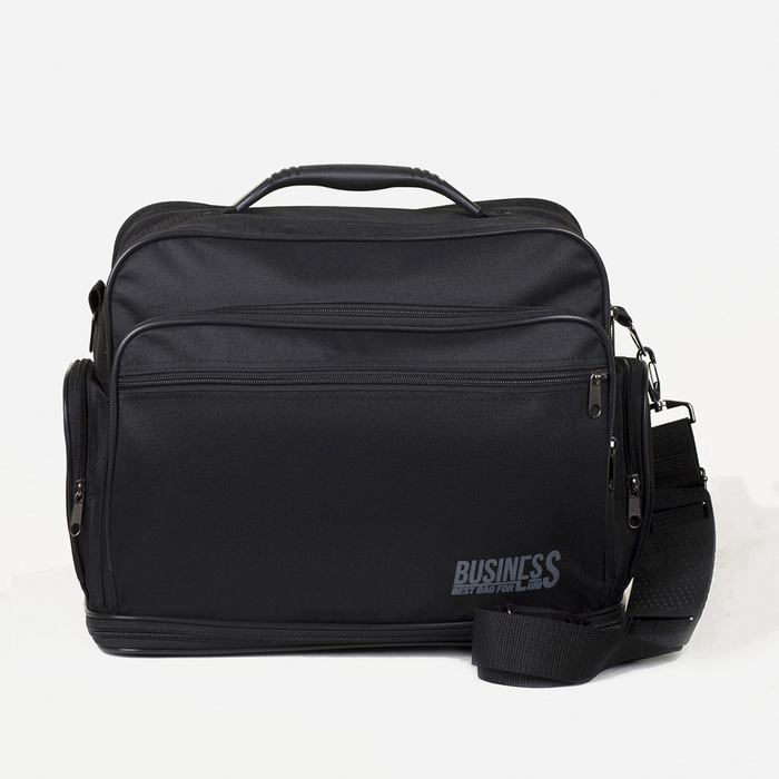 Сумка мужская на молниях Luris, длинный ремень, цвет чёрный Сумка мужская на молниях Luris, длинный ремень, цвет чёрный