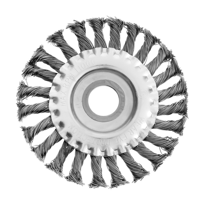 Щетка металлическая для УШМ ТУНДРА, крученая проволока, плоская, посадка 22 мм, 125 мм