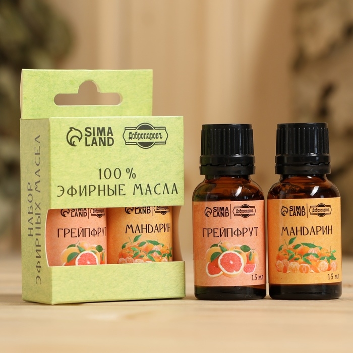Набор эфирных масел 2 шт Набор эфирных масел 2 шт "Грейпфрут, Мандарин" 15 мл