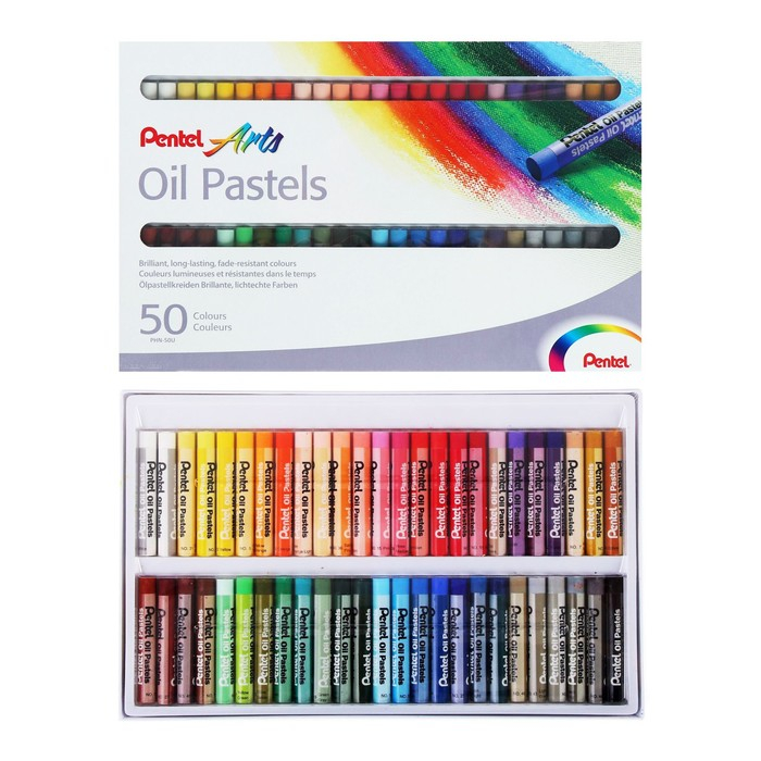 Пастель масляная, 50 цветов, Pentel, 8/60мм, в картоне Пастель масляная, 50 цветов, Pentel, 8/60мм, в картоне