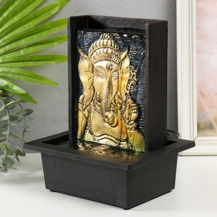 Фонтан настольный от сети, подсветка Фонтан настольный от сети, подсветка "Портрет Ганеша с цветком руке " 21х17х27 см