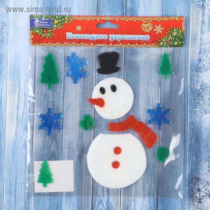 Наклейка на стекло Наклейка на стекло "Снеговичок" 18,5х18,5 см