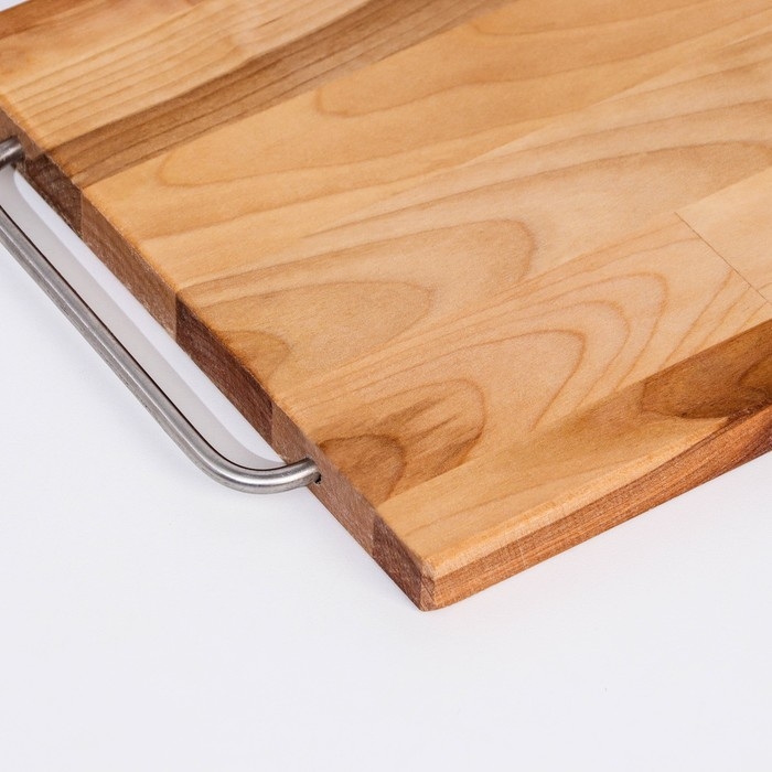 Доска разделочная и сервировочная "Прямоугольник" (металлические ручки) 38х23х2 см