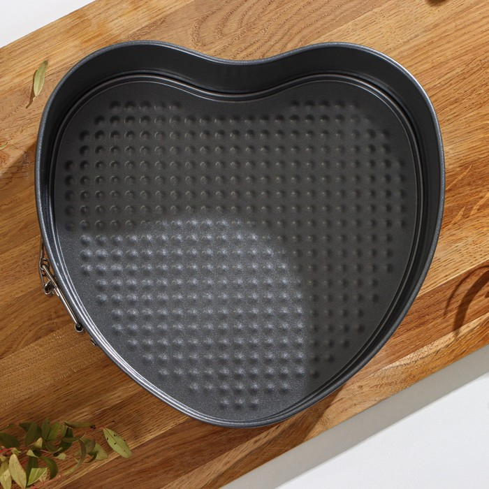 Форма для выпечки Доляна «Элин. Сердце», 23,5×22×6,8 см, съёмное дно, антипригарное покрытие, цвет чёрный