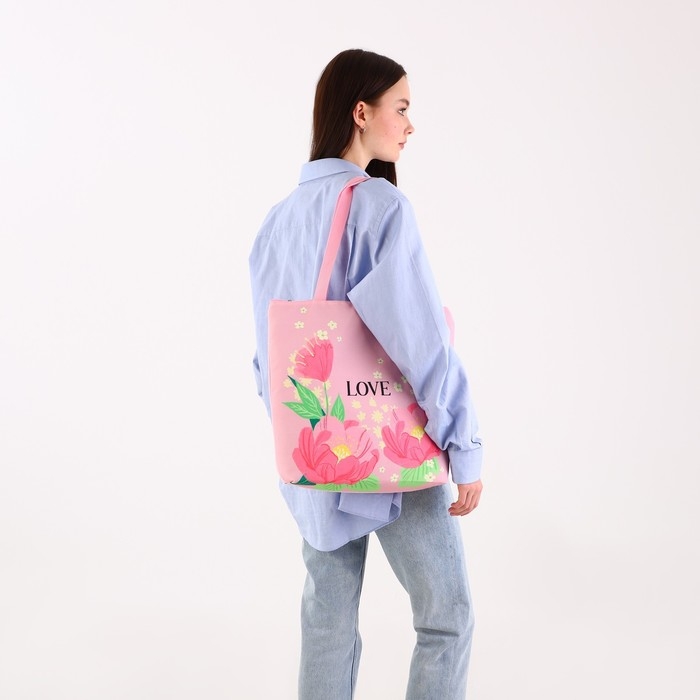 Шопер Love, на молнии, 37х32х10см Шопер Love, на молнии, 37х32х10см