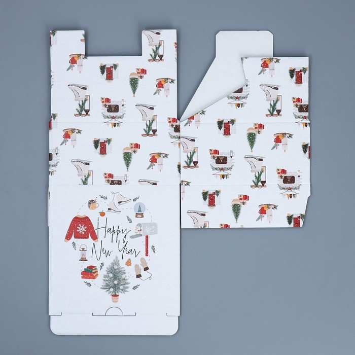 Коробка подарочная новогодняя складная «Хюгге», 15 х 15 х 7 см, Новый год Коробка подарочная новогодняя складная «Хюгге», 15 х 15 х 7 см, Новый год