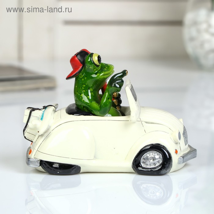 Сувенир полистоун лак Сувенир полистоун лак "Лягуха в кабриолете" 10х9х14 см