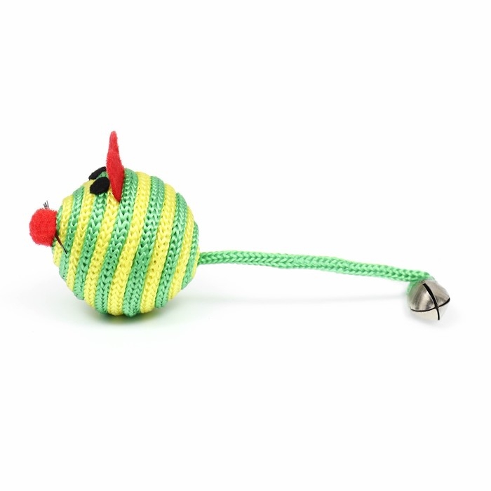 Шарик-мышь из текстиля, 4,2 см, зелёная Шарик-мышь из текстиля, 4,2 см, зелёная