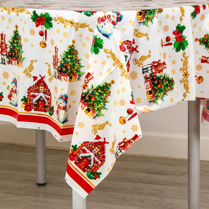 Скатерть новогодняя одноразовая «Снеговик», 180х137 см Скатерть новогодняя одноразовая «Снеговик», 180х137 см