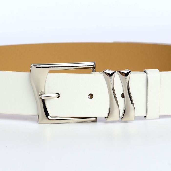 Ремень женский, ширина 3,3 см, винт, пряжка металл, цвет белый Ремень женский, ширина 3,3 см, винт, пряжка металл, цвет белый