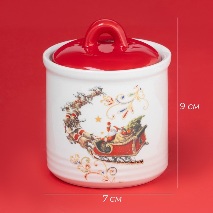 Сахарница новогодняя Доляна «Сани Деда Мороза», 150 мл, керамика, цвет белый Сахарница новогодняя Доляна «Сани Деда Мороза», 150 мл, керамика, цвет белый