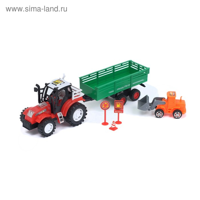 Трактор инерционный «Фермер», с прицепом, цвета МИКС Трактор инерционный «Фермер», с прицепом, цвета МИКС