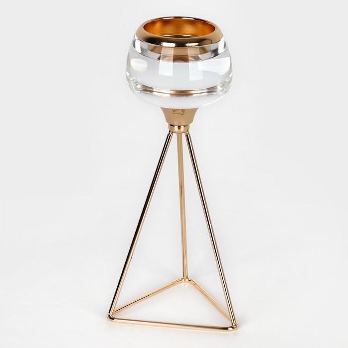 Подсвечник металл, стекло на 1 свечу «Изысканность» цвет золото 9.5 х 9.5 х 22.5 см Подсвечник металл, стекло на 1 свечу «Изысканность» цвет золото 9.5 х 9.5 х 22.5 см