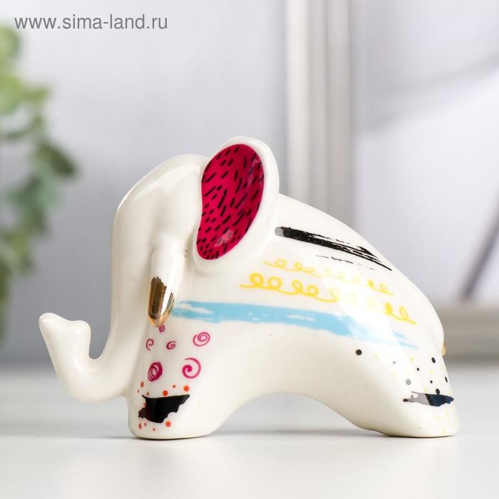 Сувенир керамика Сувенир керамика "Слонёнок с зигзагом на ушках" цветные пятнышки 7х4,2х9,8 см