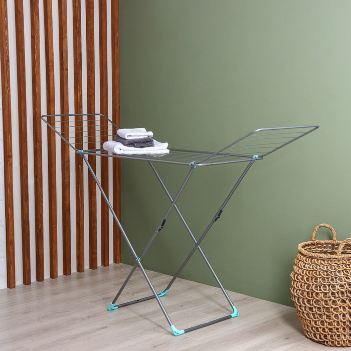 Сушилка для белья напольная складная, рабочая длина 18 м, высота от пола 95 см, ширина 54 см, цвет серый Сушилка для белья напольная складная, рабочая длина 18 м, высота от пола 95 см, ширина 54 см, цвет серый