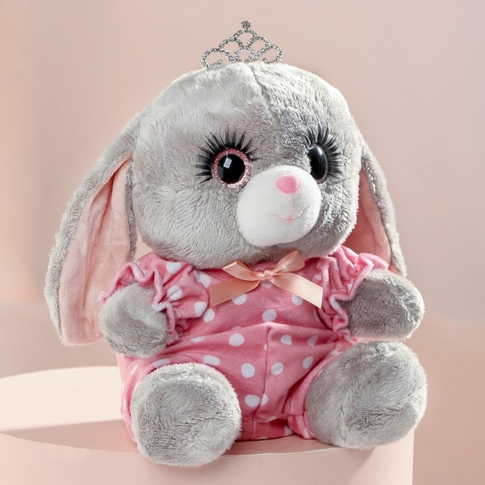 Мягкая игрушка «Зайка Ла-Пу-Ля в камбинизоне с короной», цвет серый, 20см Мягкая игрушка «Зайка Ла-Пу-Ля в камбинизоне с короной», цвет серый, 20см